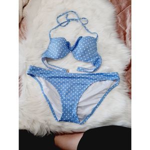 Shade & Shore Blue polka dot XL top 34C bikini